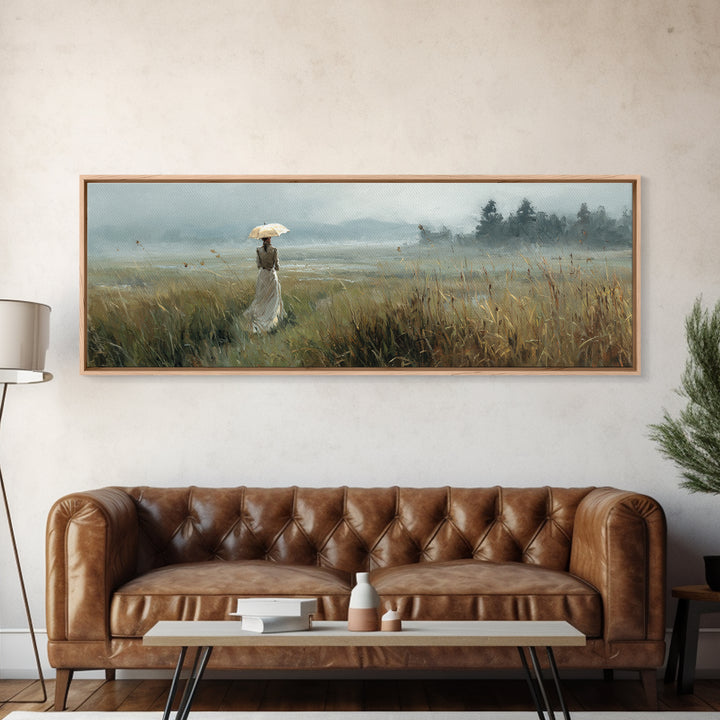 Woman with Parasol in Breezy Meadow Canvas Print, Impressionist Art, Original Painting, Living Room Decor, Fine Art, Impression, IMP-3x1-91