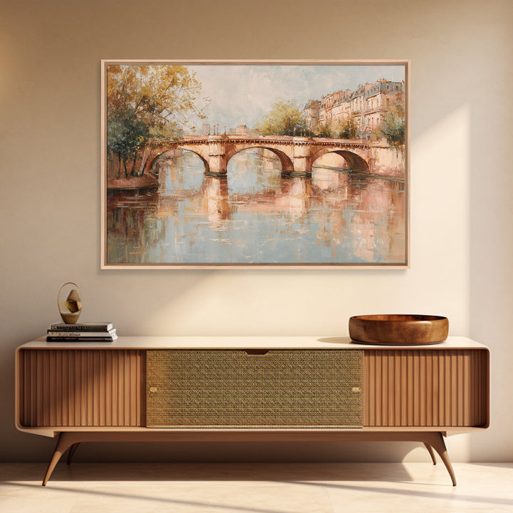 Paris Bridge Reflected Canvas Print, Impressionist Art, Modern Decor, Living Room Decor, Fine Art, Impression, Wall Decor, IMP-3x2-11