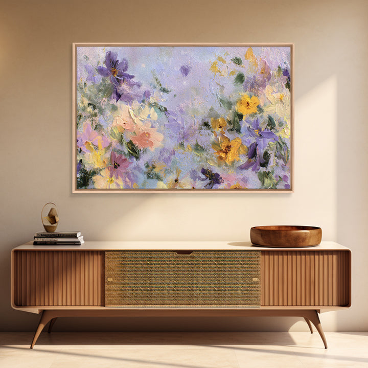 Wildflower Field in Loose Pastel Strokes Canvas Print, Impressionist Art, Modern Art, Living Room Decor, Oil Painting, IMP-3x2-12