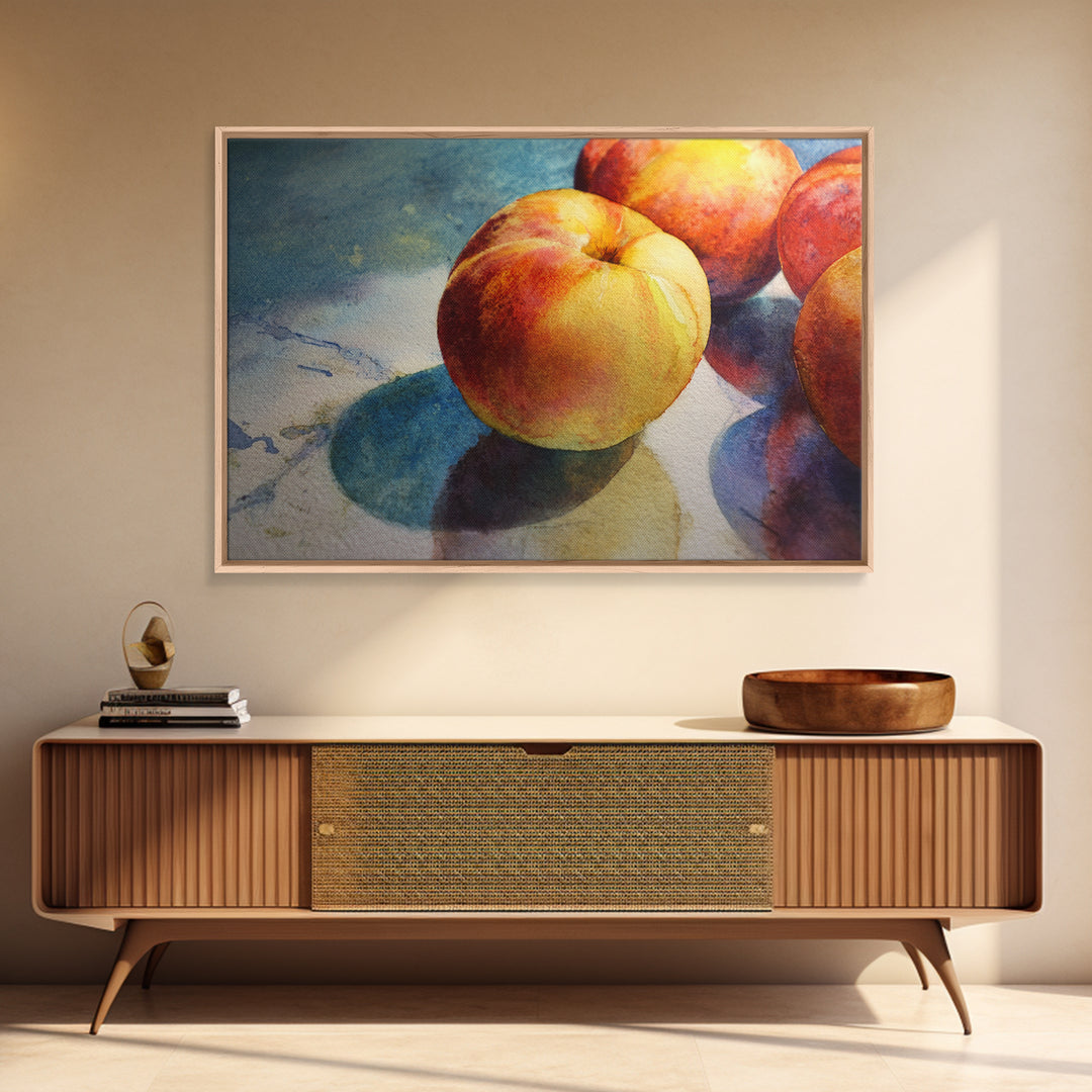 Still Life of Peaches Framed Canvas Print, Impressionist Art, Gallery Decor, Living Room Decor, Fine Art, Impression, IMP-3x2-27