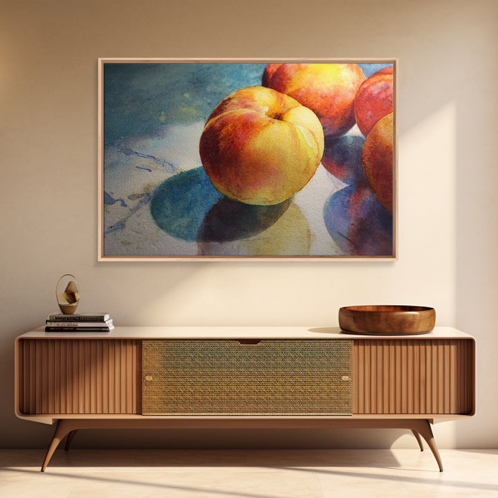 Still Life of Peaches Framed Canvas Print, Impressionist Art, Gallery Decor, Living Room Decor, Fine Art, Impression, IMP-3x2-27
