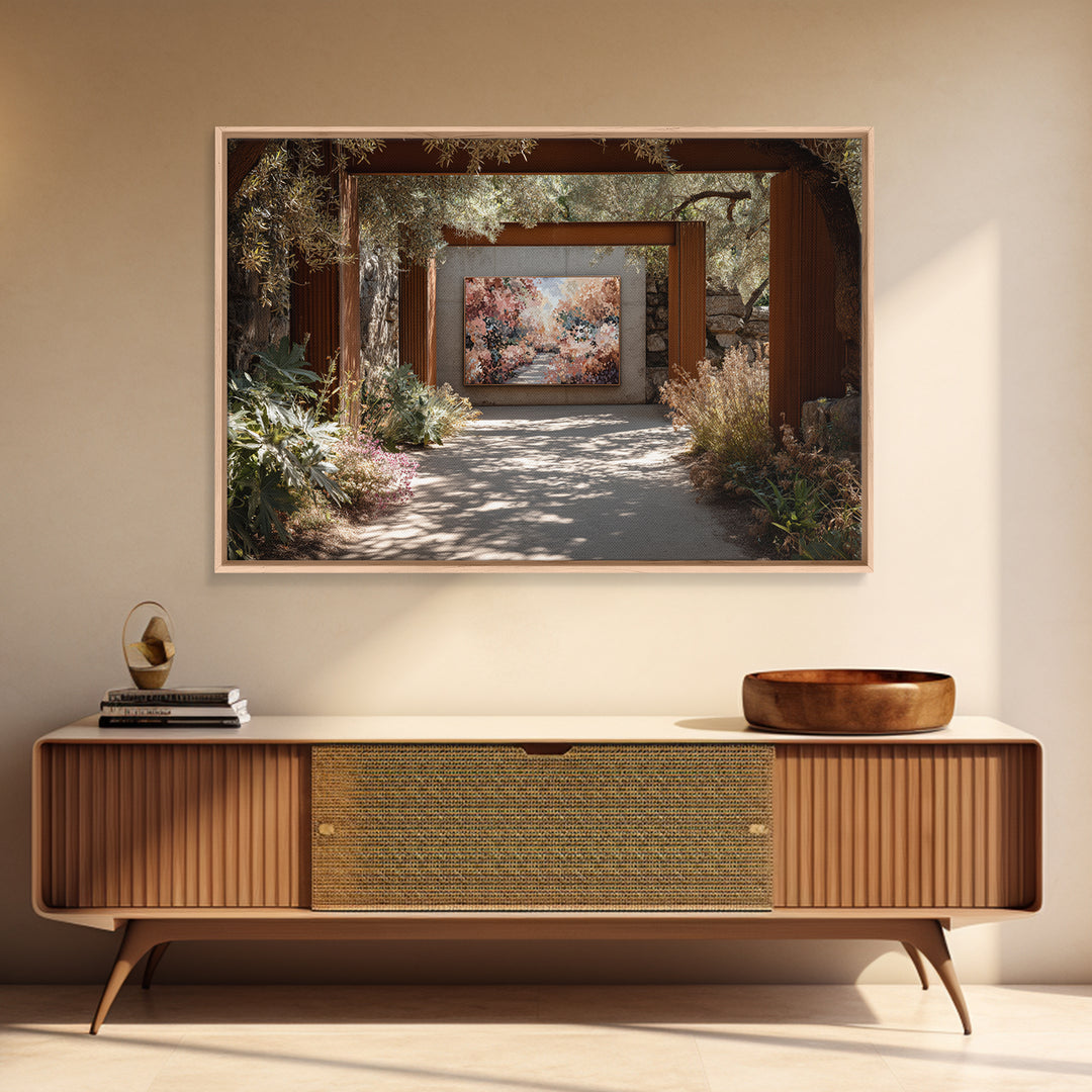 Garden Path Covered Canvas Print, Impressionist Art, Modern Art, Living Room Decor, Oil Painting, Impression, Statement Artwork, IMP-3x2-30