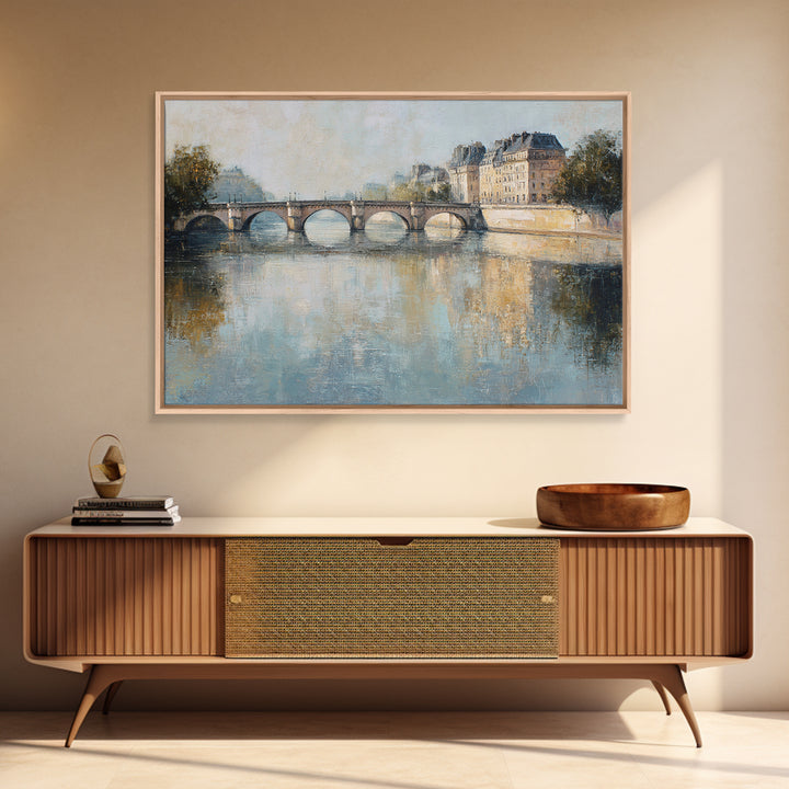 Paris Bridge Reflected Framed Canvas Print, Impressionist Art, Room Decor, Living Room Decor, Fine Art, Impression, IMP-3x2-35