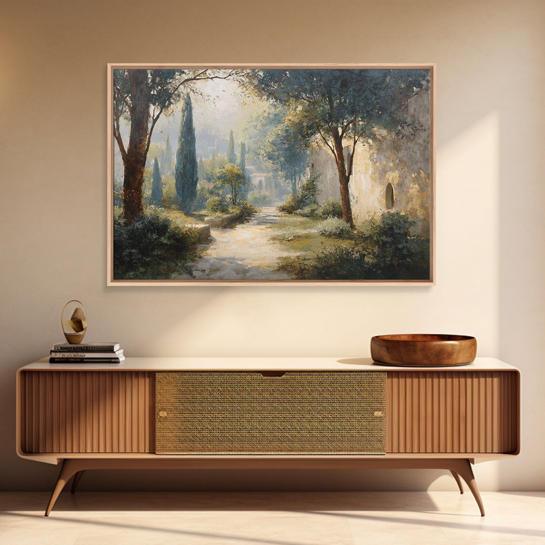 Garden Path Covered Canvas Print, Impressionist Art, Modern Art, Living Room Decor, Oil Painting, Impression, Statement Artwork, IMP-3x2-54