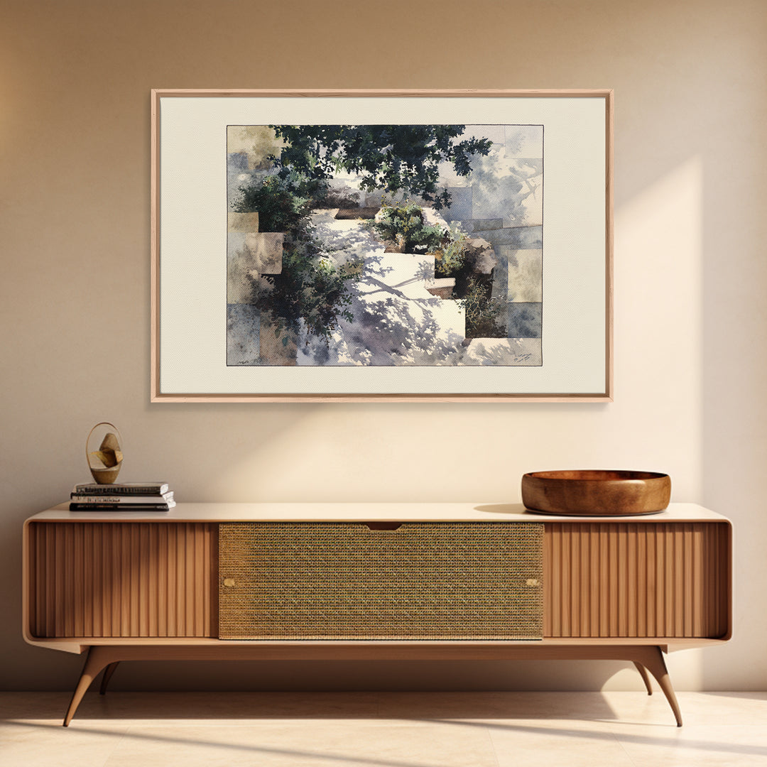 Garden Path Covered Framed Canvas Print, Impressionist Art, Modern Wall Art, Living Room Decor, Fine Art, Impression, IMP-3x2-6
