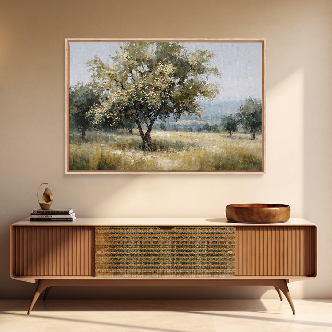 Apple Tree in Summer Orchard Framed Canvas Print, Impressionist Art, Gallery Decor, Living Room Decor, Fine Art, Impression, IMP-3x2-69