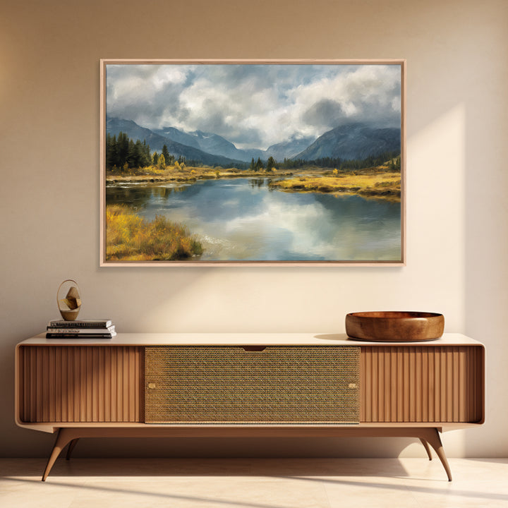 Mountain Lake with Sparkling Reflections Canvas Print, Impressionist Art, Luxury Decor, Living Room Decor, Fine Art, Impression, IMP-3x2-76