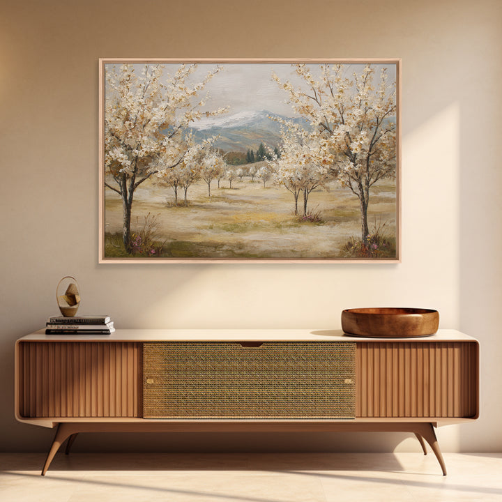 Spring Orchard with Blossoming Trees Canvas Print, Impressionist Art, Living Room Art, Living Room Decor, Impression, IMP-3x2-82