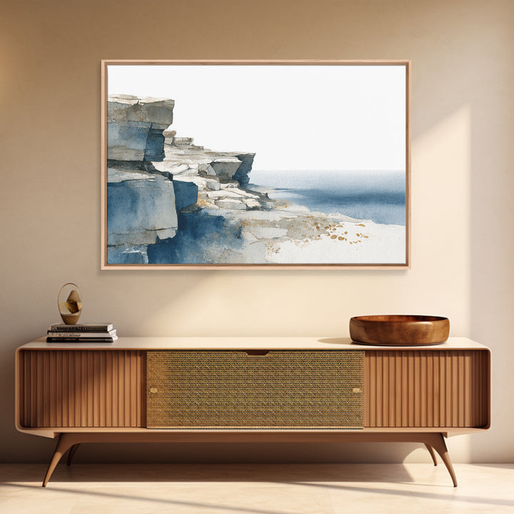 Soft Seaside Cliffs Framed Canvas Print, Impressionist Art, Modern Art, Living Room Decor, Impression, Statement Artwork, IMP-3x2-9