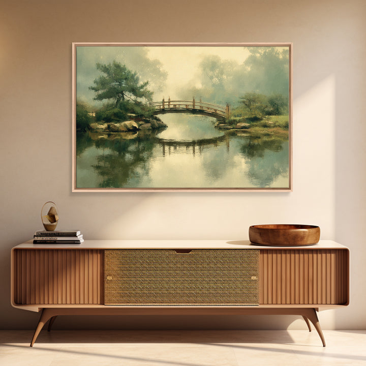 Water Garden Bridge Canvas Print, Impressionist Art, Landscape Art, Living Room Decor, Fine Art, Impression, Textured Painting, IMP-3x2-94