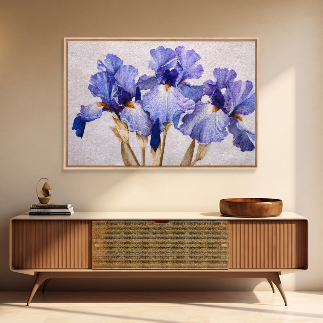 Iris Garden with Blue Violet Strokes Canvas Print, Impressionist Art, Printable Wall Art, Living Room Decor, Impression, IMP-3x2-96