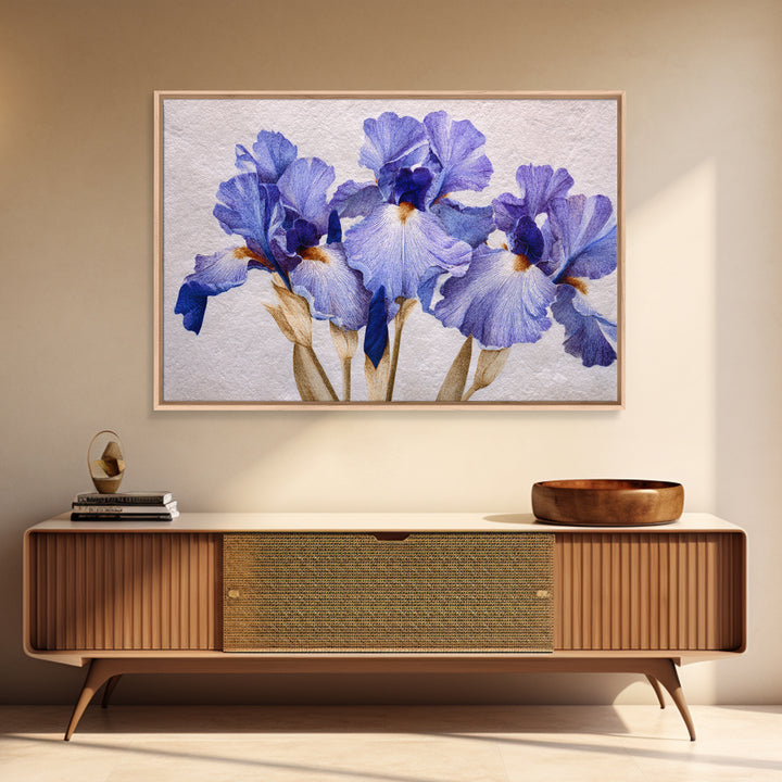 Iris Garden with Blue Violet Strokes Canvas Print, Impressionist Art, Printable Wall Art, Living Room Decor, Impression, IMP-3x2-96