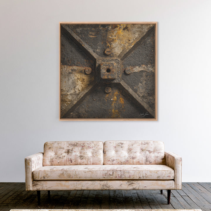 Exposed Brick Texture Abstract Framed Canvas Print, Industrial Art, Texas Art, Living Room Decor, Abstract Art, Foundry, IND-1x1-100