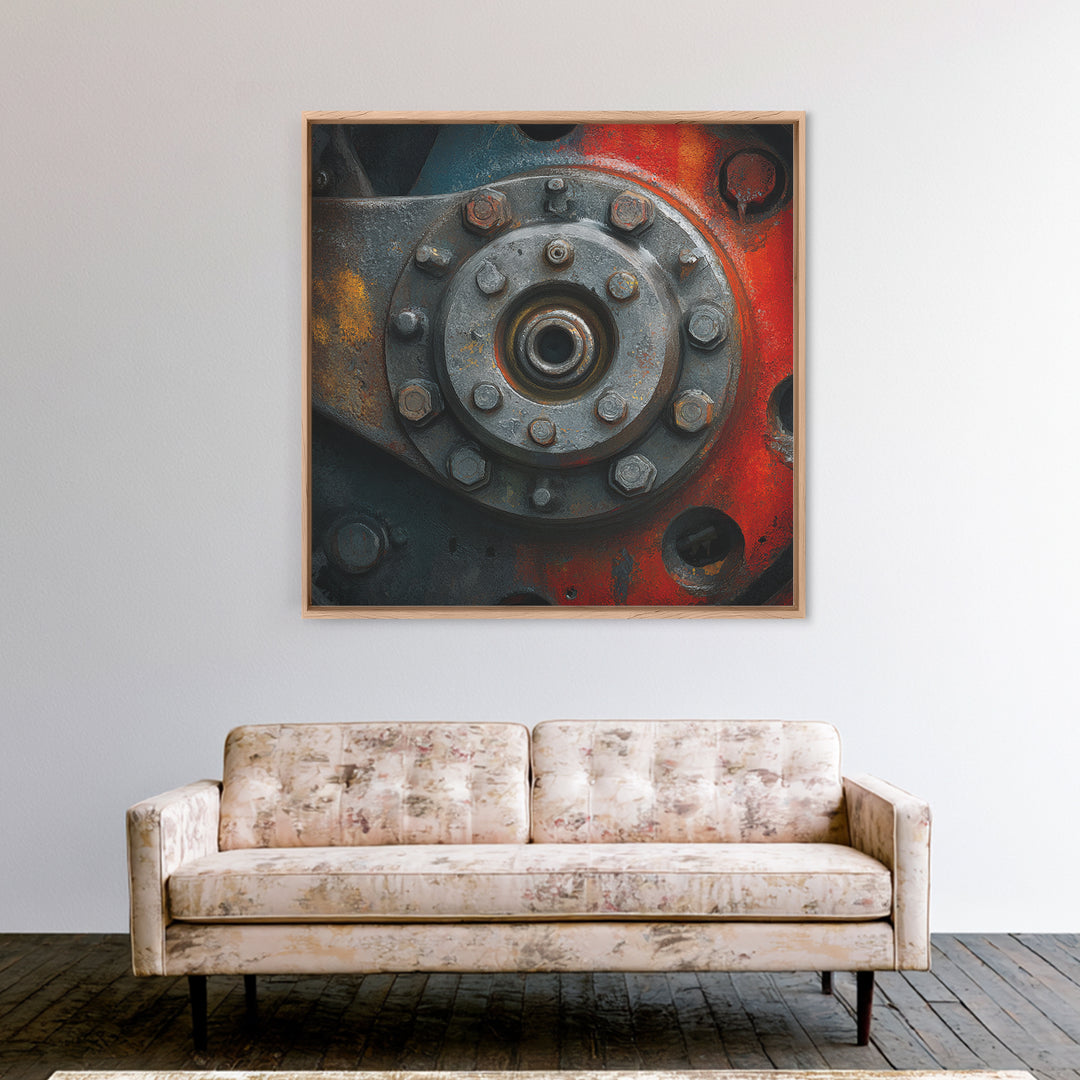 Steam Locomotive Wheel Closeup Canvas Print, Industrial Art, Modern Decor, Living Room Decor, Oil Painting, Foundry, Wall Decor, IND-1x1-30
