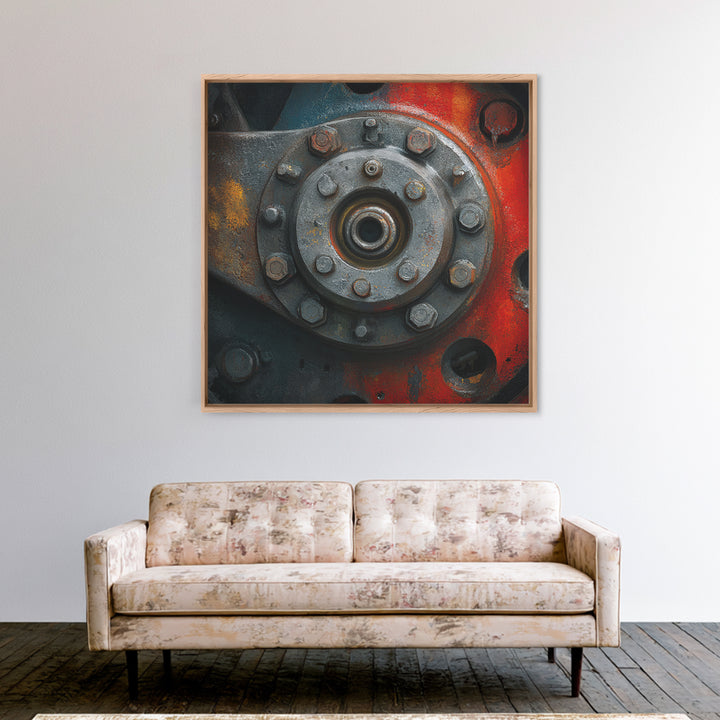 Steam Locomotive Wheel Closeup Canvas Print, Industrial Art, Modern Decor, Living Room Decor, Oil Painting, Foundry, Wall Decor, IND-1x1-30