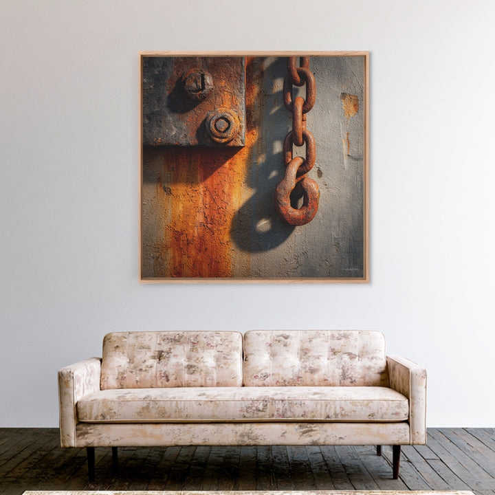 Chain and Hook Still Life Framed Canvas Print, Industrial Art, Room Decor, Living Room Decor, Fine Art, Foundry, Printables, IND-1x1-40
