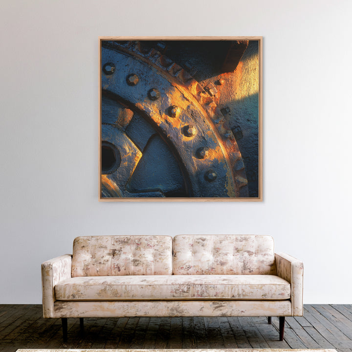 Steam Locomotive Wheel Closeup Canvas Print, Industrial Art, Modern Decor, Living Room Decor, Oil Painting, Foundry, Wall Decor, IND-1x1-54
