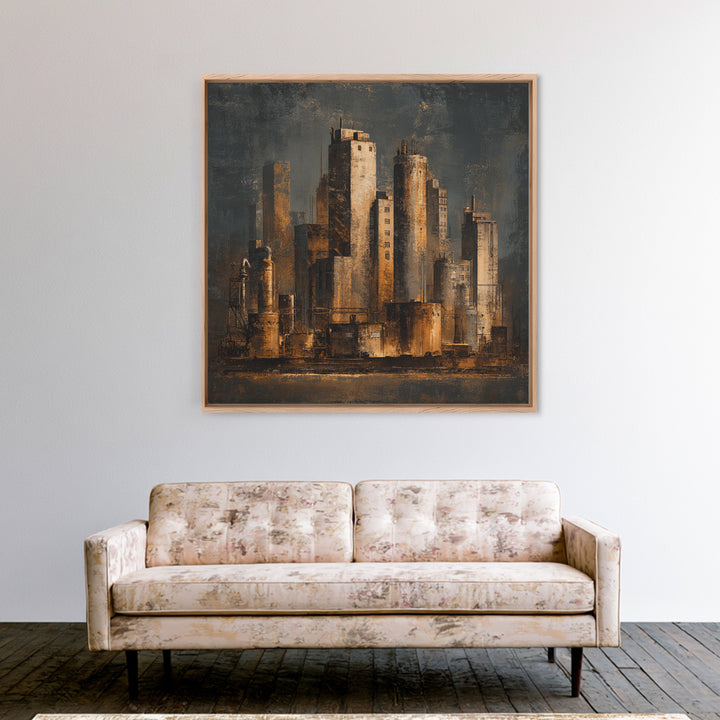 Industrial City Skyline Canvas Print, Industrial Art, Modern Art, Living Room Decor, Abstract Art, Foundry, Modern Decor, IND-1x1-60