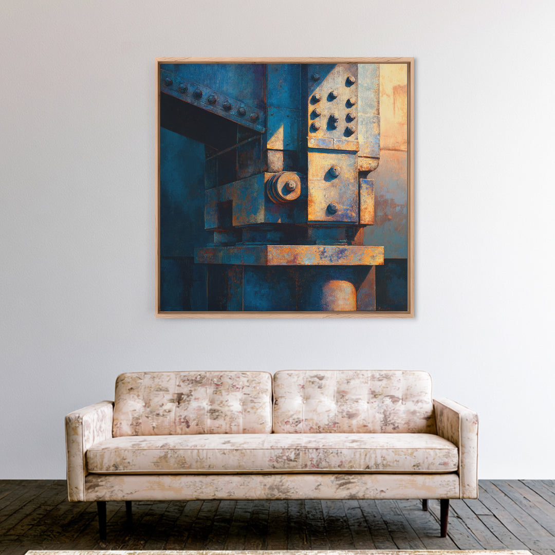 Urban Rail Yard Canvas Print, Industrial Art, Living Room Decor, Watercolor Art, Foundry, Abstract Art, Textured Wall Art, IND-1x1-69