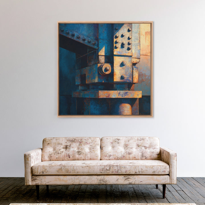 Urban Rail Yard Canvas Print, Industrial Art, Living Room Decor, Watercolor Art, Foundry, Abstract Art, Textured Wall Art, IND-1x1-69