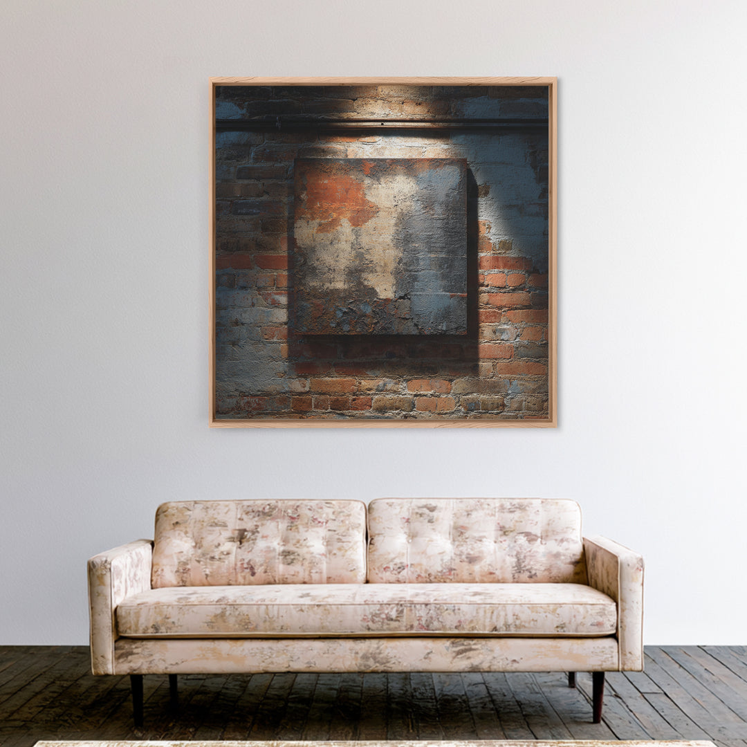 Exposed Brick Texture Abstract Canvas Print, Industrial Art, Rustic Home Decor, Living Room Decor, Abstract Art, Foundry, IND-1x1-76