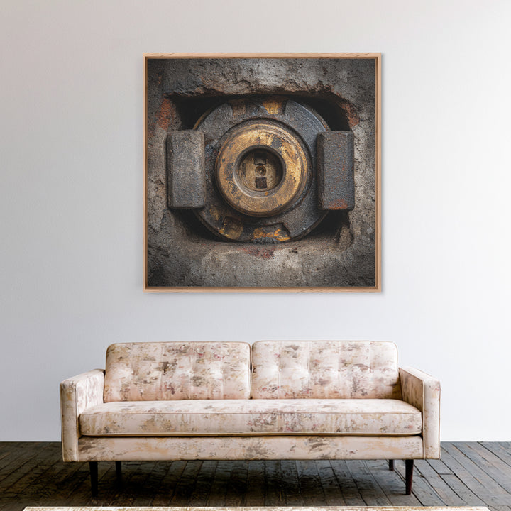 Steam Locomotive Wheel Closeup Framed Canvas Print, Industrial Art, Room Decor, Living Room Decor, Fine Art, Foundry, IND-1x1-78