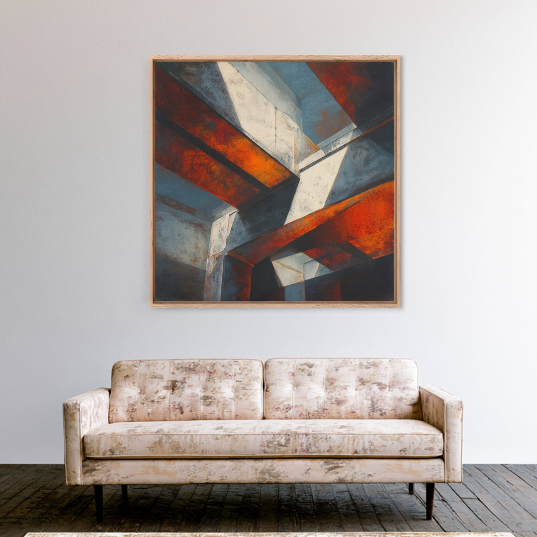 Steel Beams Crossing Like Abstract Lines Canvas Print, Industrial Art, Digital Prints, Living Room Decor, Abstract Art, Foundry, IND-1x1-89