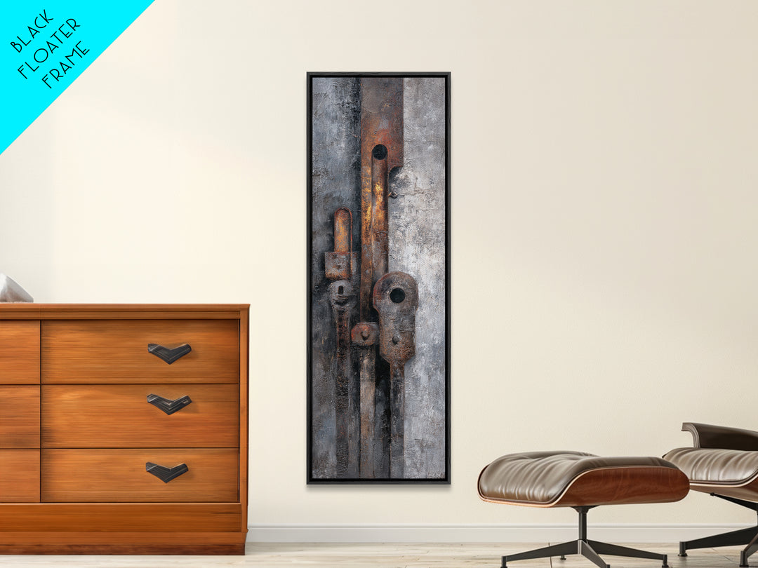Abstract Smoke and Steel Shapes Canvas Print, Industrial Art, Printables, Living Room Decor, Abstract Art, Foundry, IND-1x3-12