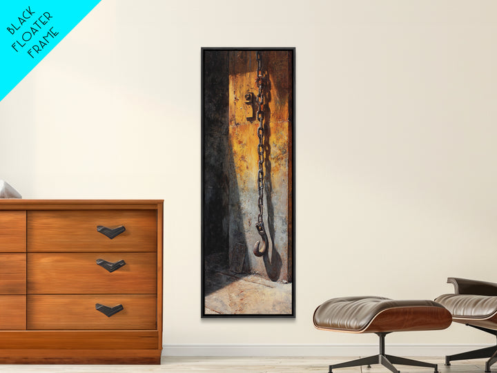 Chain and Hook Still Life Canvas Print, Industrial Art, Original Art, Living Room Decor, Fine Art, Foundry, Steampunk Decor, IND-1x3-28