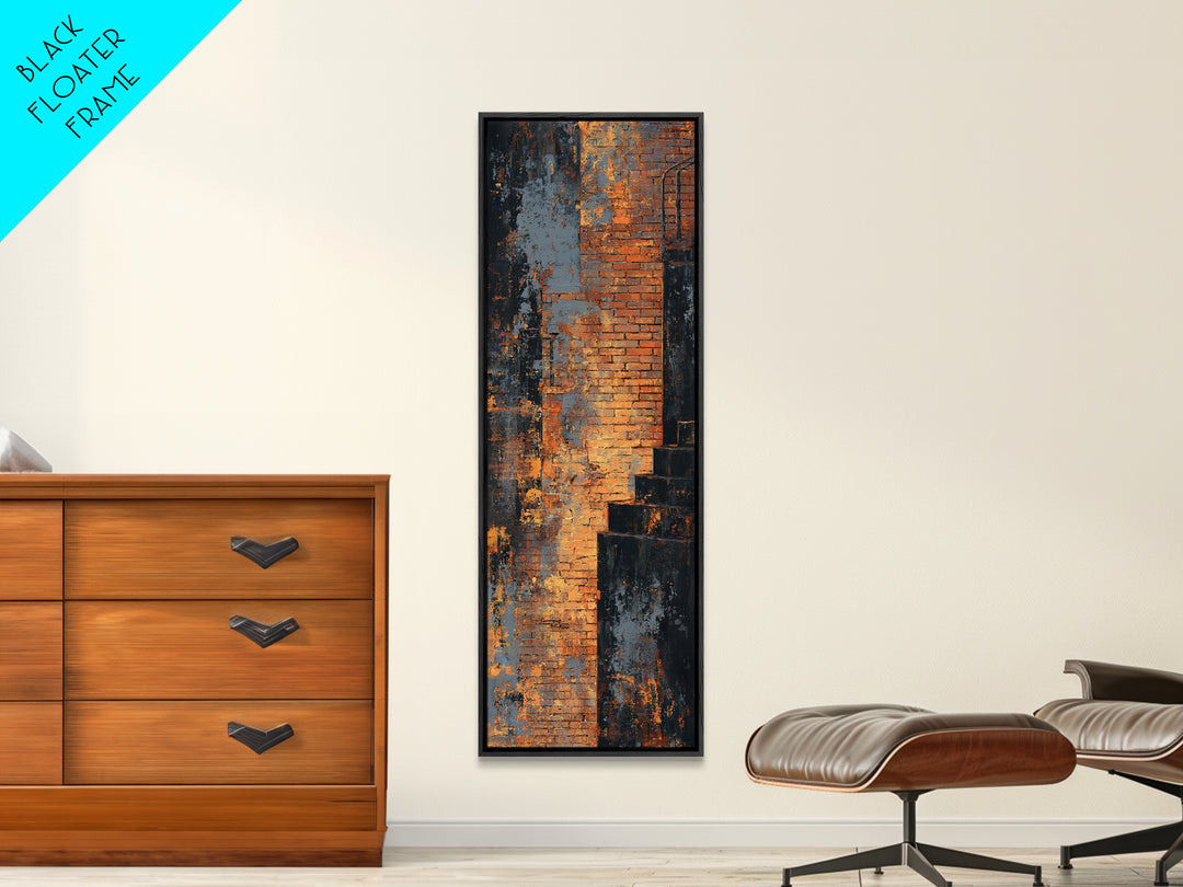 Exposed Brick Texture Abstract Framed Canvas Print, Industrial Art, Contemporary Art, Living Room Decor, Abstract Art, Foundry, IND-1x3-64