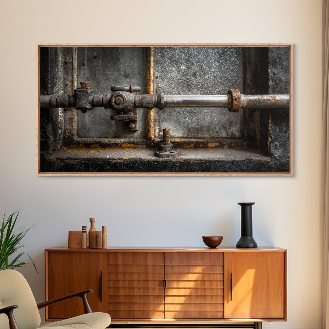 Old Factory Window Canvas Print, Industrial Art, Home Decor, Living Room Decor, Foundry, Abstract Art, Textured Wall Art, IND-2x1-22