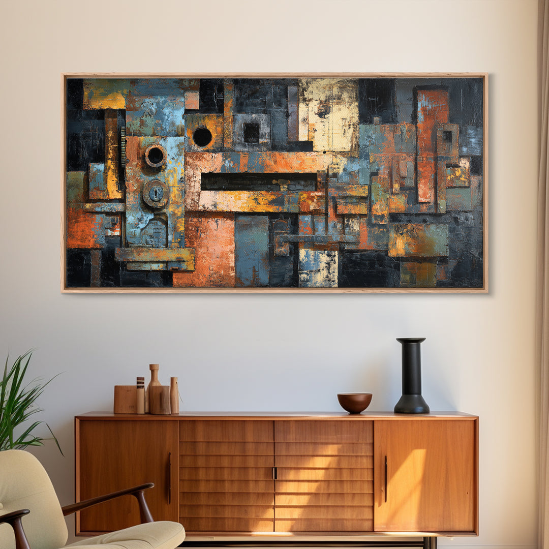 Exposed Brick Texture Abstract Canvas Print, Industrial Art, Decor, Living Room Decor, Abstract Art, Foundry, IND-2x1-48