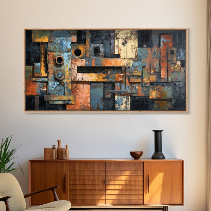 Exposed Brick Texture Abstract Canvas Print, Industrial Art, Decor, Living Room Decor, Abstract Art, Foundry, IND-2x1-48