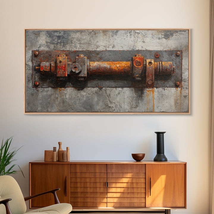 Concrete Wall Abstract Canvas Print, Industrial Art, Dining Room Wall Art, Living Room Decor, Abstract Art, Foundry, IND-2x1-53