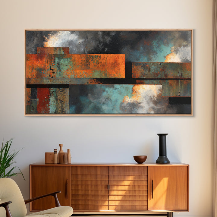 Steel Beams Crossing Like Abstract Lines Canvas Print, Industrial Art, Black and White Wall Art, Living Room Decor, Foundry, IND-2x1-61