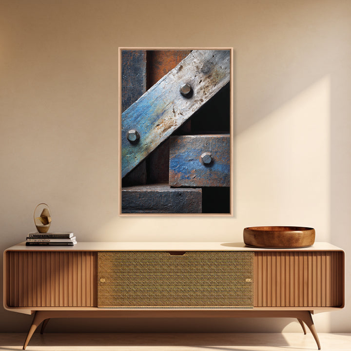 Steel Beams Crossing Like Abstract Lines Framed Canvas Print, Industrial Art, Printable Art, Living Room Decor, Foundry, IND-2x3-1