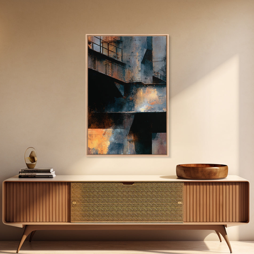 Urban Rail Yard Canvas Print, Industrial Art, Abstract Wall Art, Living Room Decor, Watercolor Art, Foundry, IND-2x3-29