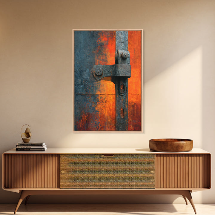 Riveted Metal Panel Texture Study Framed Canvas Print, Industrial Art, Wall Decor, Living Room Decor, Fine Art, Foundry, IND-2x3-30