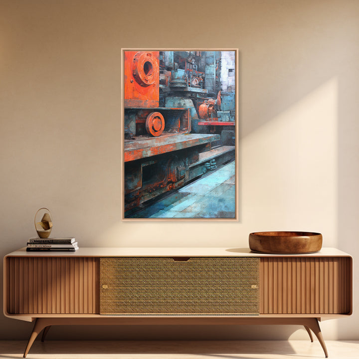 Urban Rail Yard Canvas Print, Industrial Art, Abstract Wall Art, Living Room Decor, Watercolor Art, Foundry, IND-2x3-5