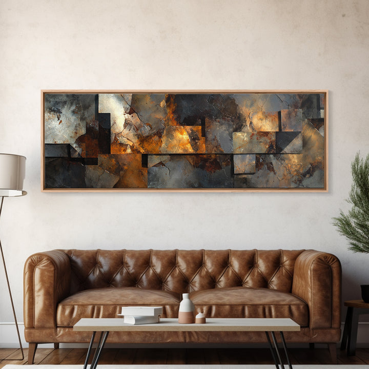 Abstract Smoke and Steel Shapes Canvas Print, Industrial Art, Modern Decor, Living Room Decor, Fine Art, Foundry, Wall Decor, IND-3x1-40