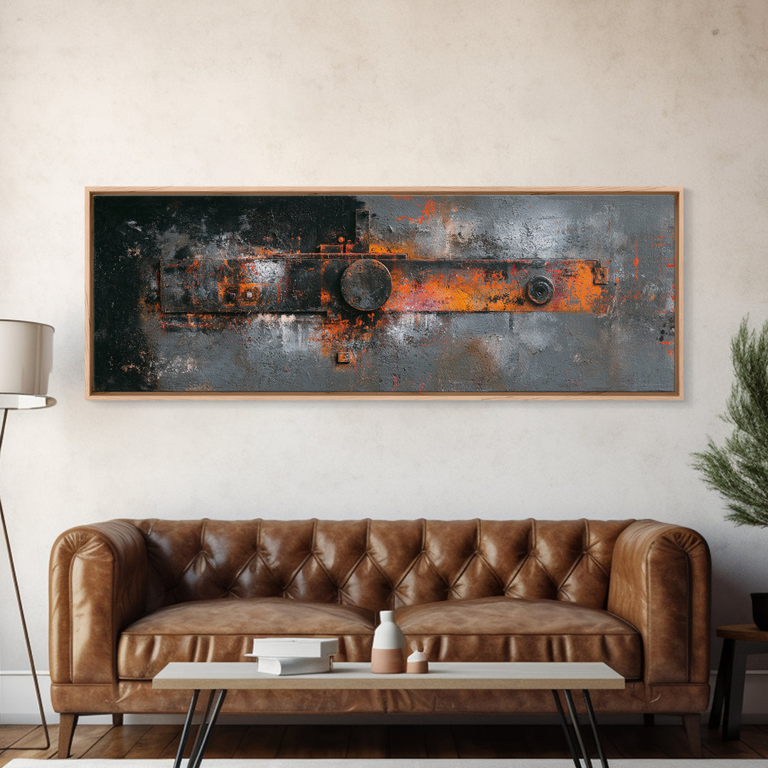 Exposed Brick Texture Abstract Framed Canvas Print, Industrial Art, Fine Art Print, Living Room Decor, Abstract Art, Foundry, IND-3x1-44