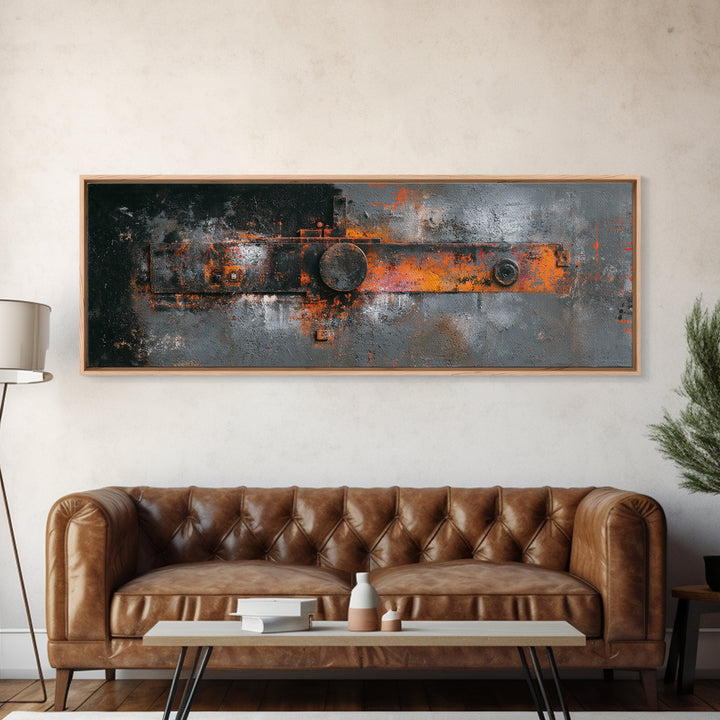 Exposed Brick Texture Abstract Framed Canvas Print, Industrial Art, Fine Art Print, Living Room Decor, Abstract Art, Foundry, IND-3x1-44