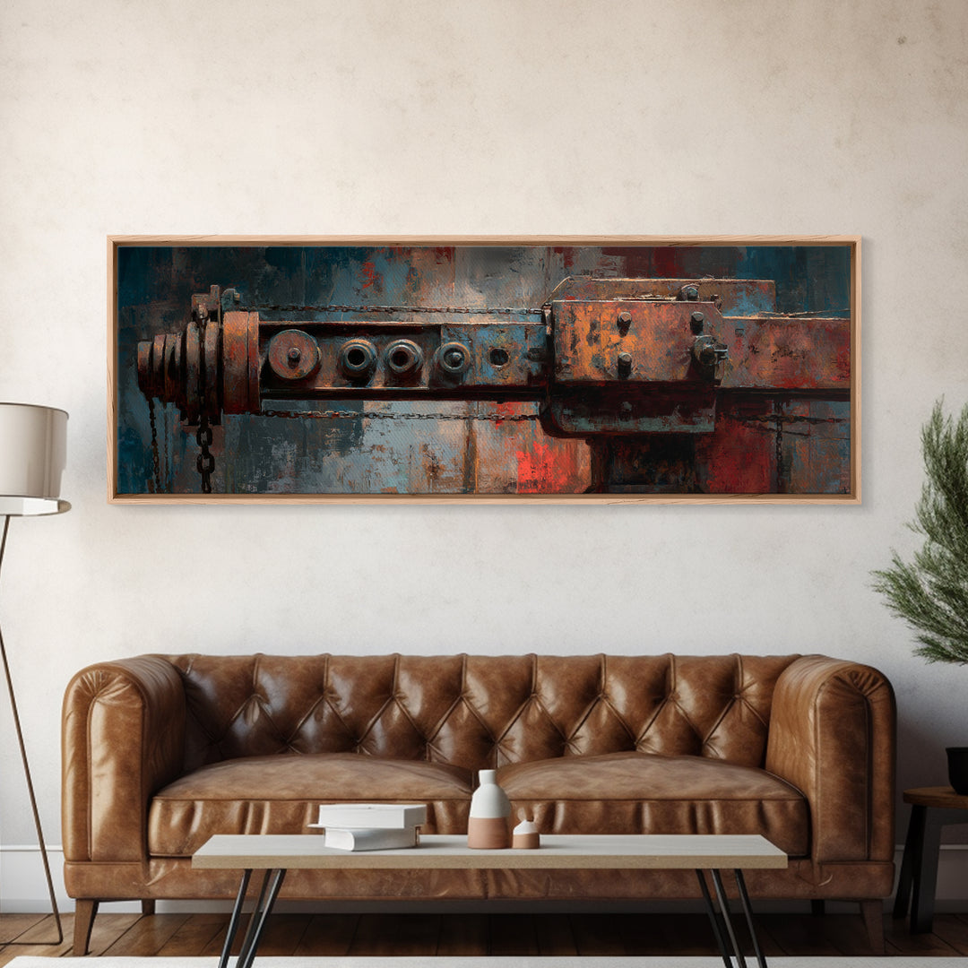 Warehouse Crane Silhouette Canvas Print, Industrial Art, Abstract Wall Art, Living Room Decor, Foundry, Black and White Art, IND-3x1-71