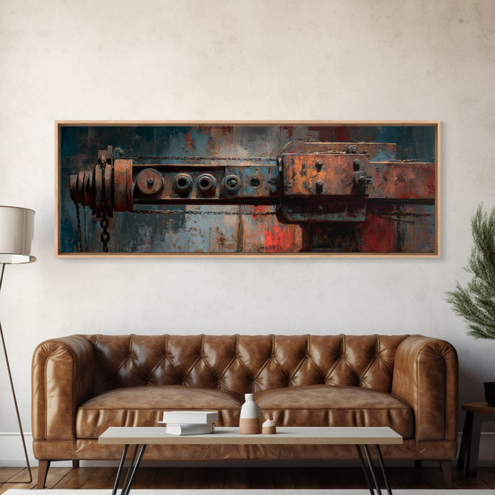 Warehouse Crane Silhouette Canvas Print, Industrial Art, Abstract Wall Art, Living Room Decor, Foundry, Black and White Art, IND-3x1-71