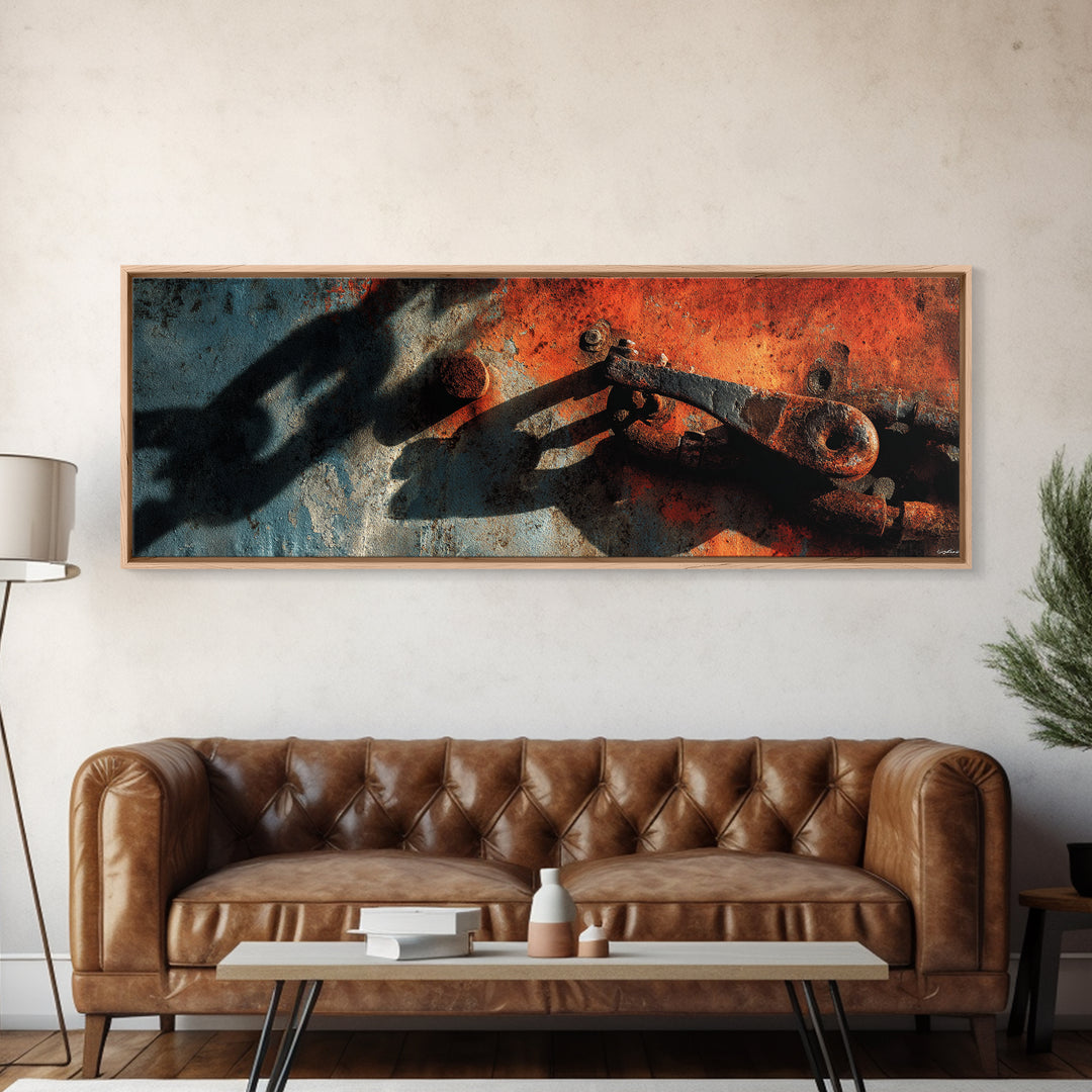 Chain and Hook Still Life Canvas Print, Industrial Art, Steampunk Decor, Living Room Decor, Fine Art, Foundry, Luxury Decor, IND-3x1-8