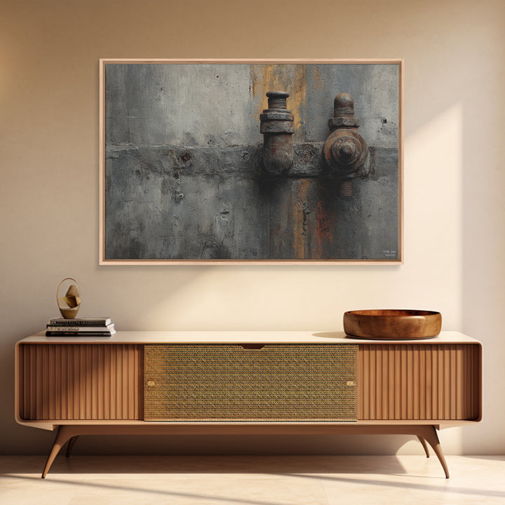 Concrete Wall Abstract Framed Canvas Print, Industrial Art, Wall Art, Living Room Decor, Abstract Art, Foundry, Original Art, IND-3x2-85