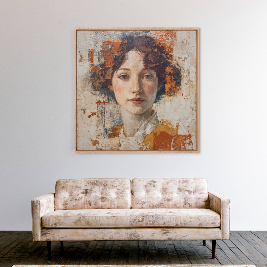Renaissance Inspired Portrait with Modern Softness Canvas Print, Italian Villa Art, Living Room Decor, Fine Art, Villa, IVA-1x1-18