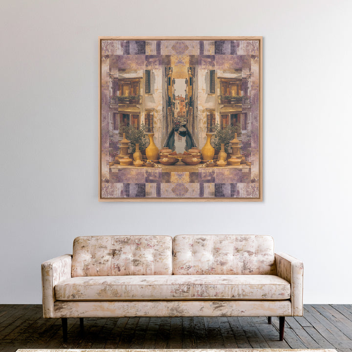 Venetian Canal Reflection Without City Crowd Canvas Print, Italian Villa Art, Large Wall Art, Living Room Decor, Villa, IVA-1x1-20