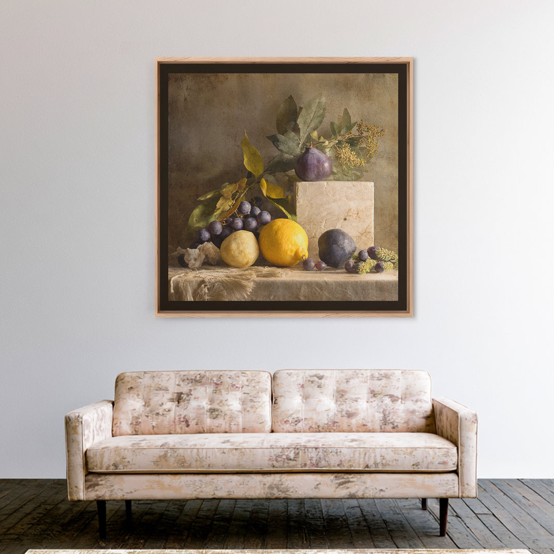 Marble Fruit Still Life Canvas Print, Italian Villa Art, Large Wall Art, Living Room Decor, Fine Art, Villa, Landscape Art, IVA-1x1-23