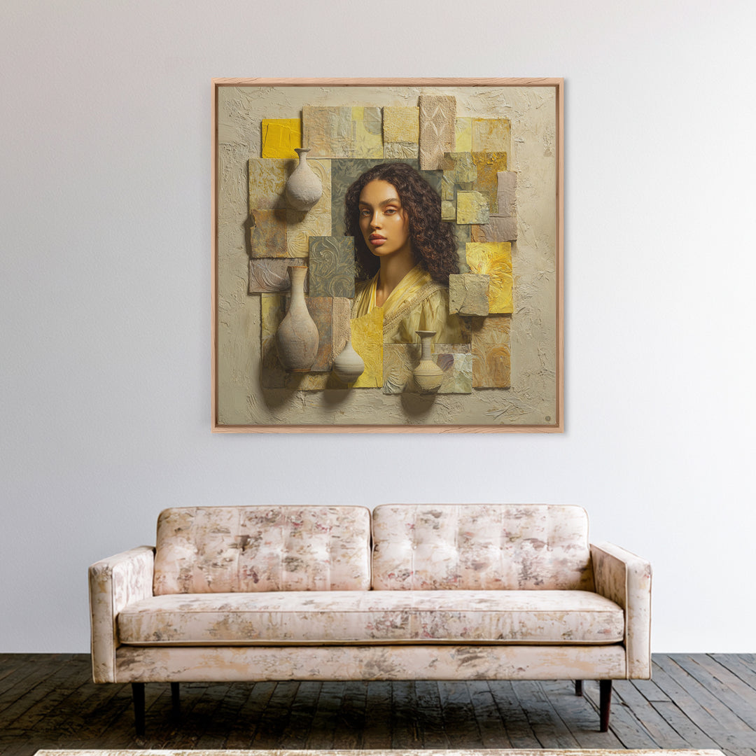Renaissance Inspired Portrait with Modern Softness Canvas Print, Italian Villa Art, Landscape Painting, Living Room Decor, IVA-1x1-42